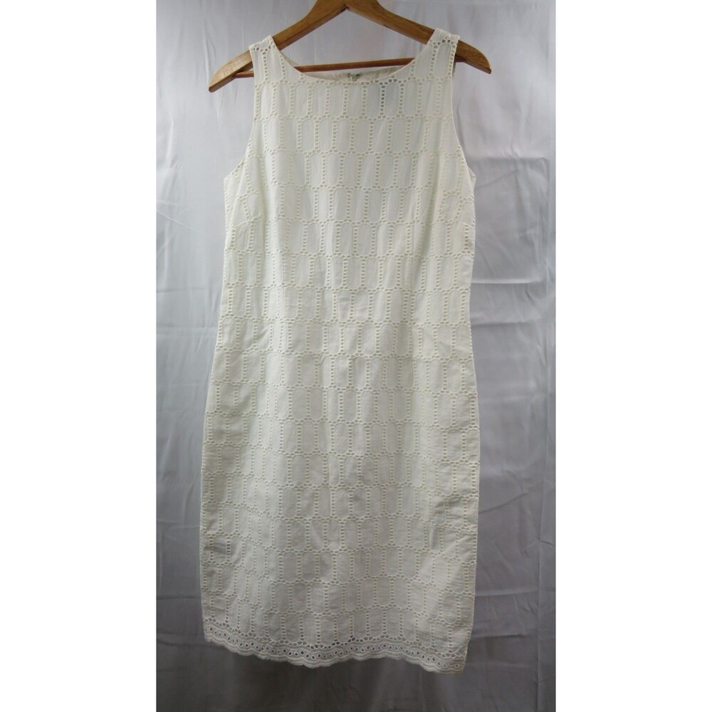 Ann Taylor Sleeveless White Eyelet Shift Dress size 4